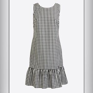 JCrew Gingham black and white bow back dress